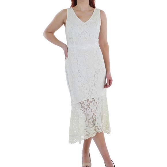 Nanette Lepore White Lace Mermaid Midi Dress Sz. 4 - Picture 4 of 12
